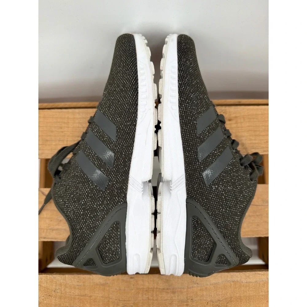 Adidas ZX Flux Womens 8‎ Olive Green Knit Metallic Torsion Sneakers BY9210
